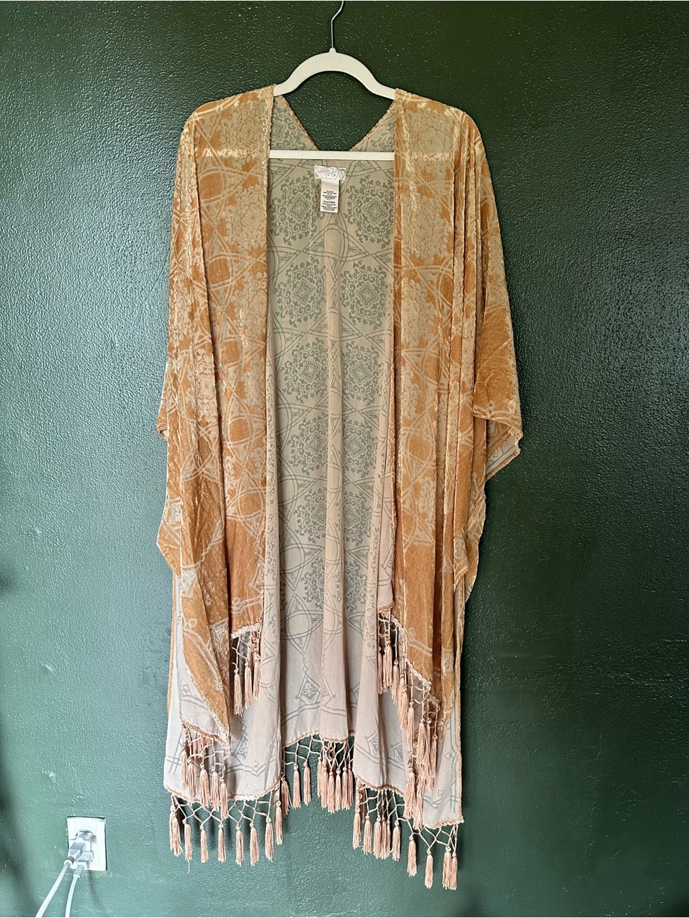 Free People Gold Velvet Fringe Kimono - Picture 2 of 5